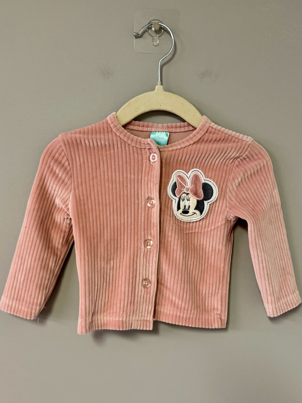Disney Rose Pink Corduroy Minnie Mouse Button Cardigan